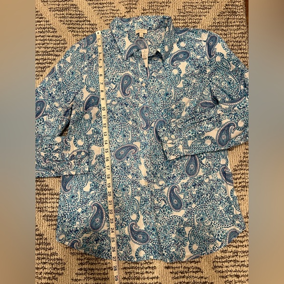 NWT Talbots Paisley cotton  button down shirt - Picture 4 of 10